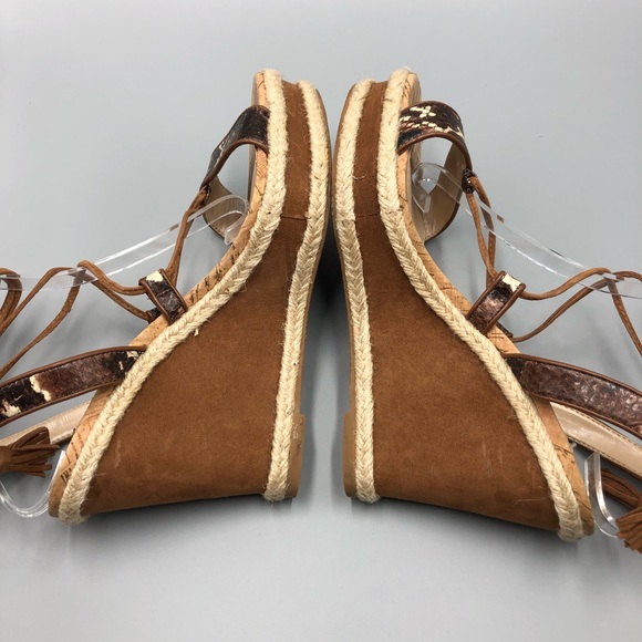 White House Black Size 8.5 Strappy Ankle Tie Wedges - Picture 5 of 8